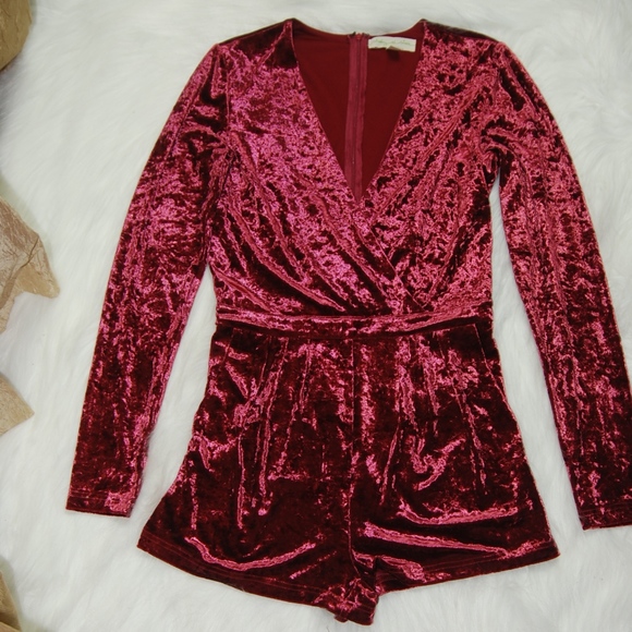 Staring at Stars Sweaters - NWOT Burgundy V-Neck Velvet Jumper